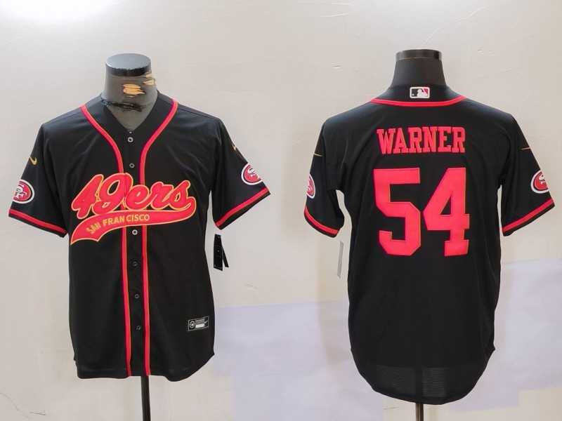 Men%27s San Francisco 49ers #54 Fred Warner Black With Patch Cool Base Stitched Baseball Jersey